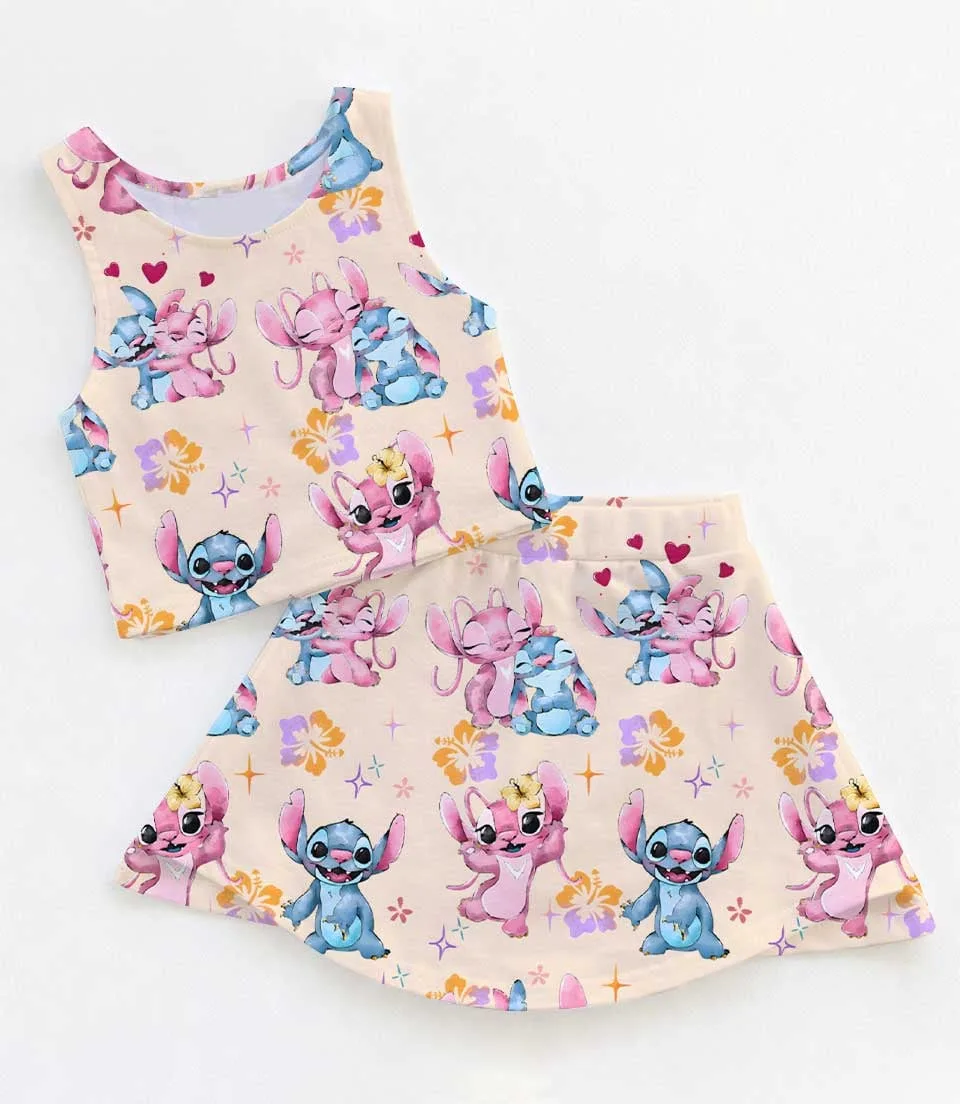 Disney Stitch & Angel Matching Mom and Me Dress Set, Cute Hawaiian Theme Park Family Vacation Outfit