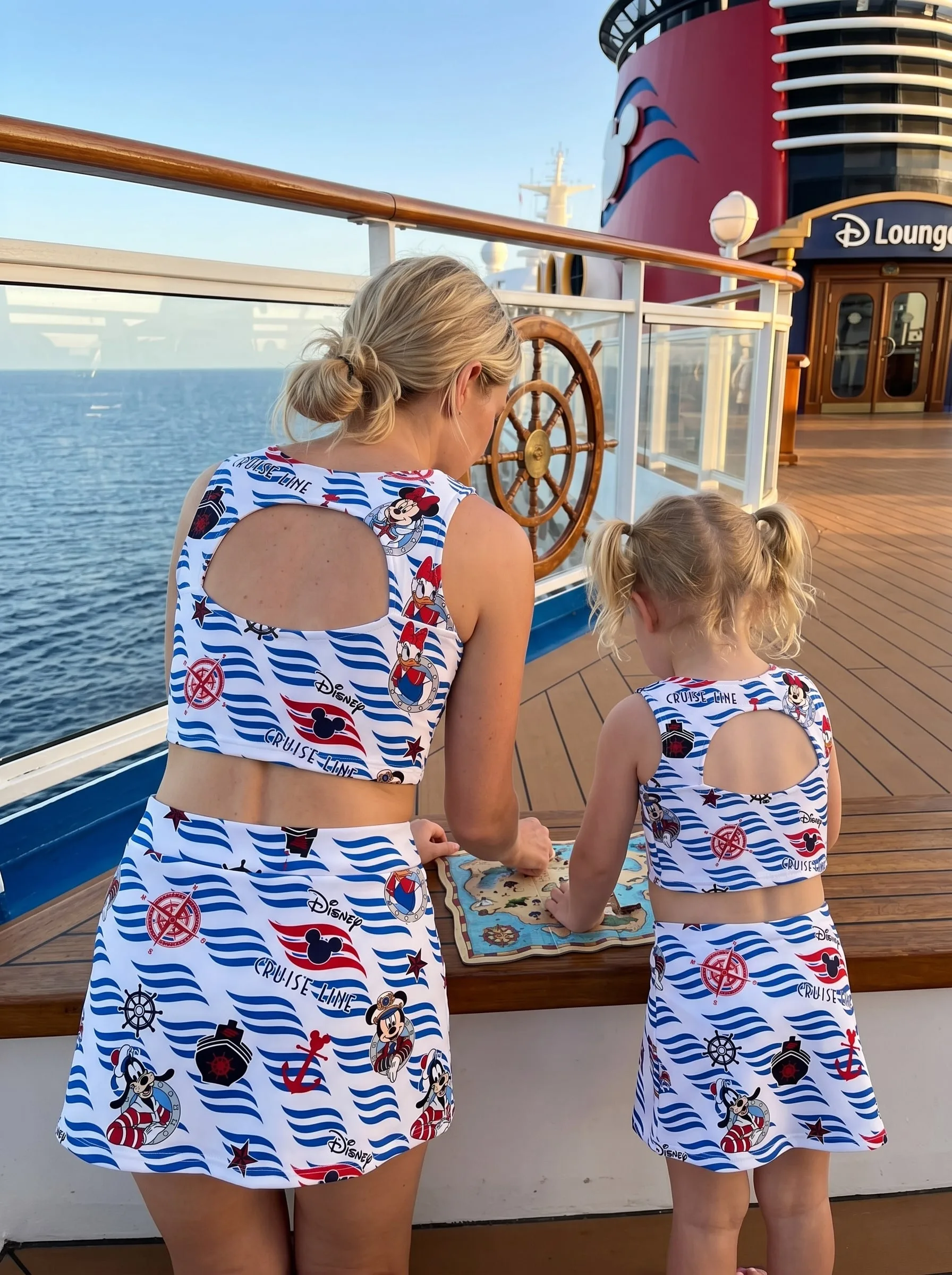 Disney Mickey Skater Dress Cruise Activewear Set Nautical Mickey Outfit, Sailor Set Disney Cruise Gift - Image 5