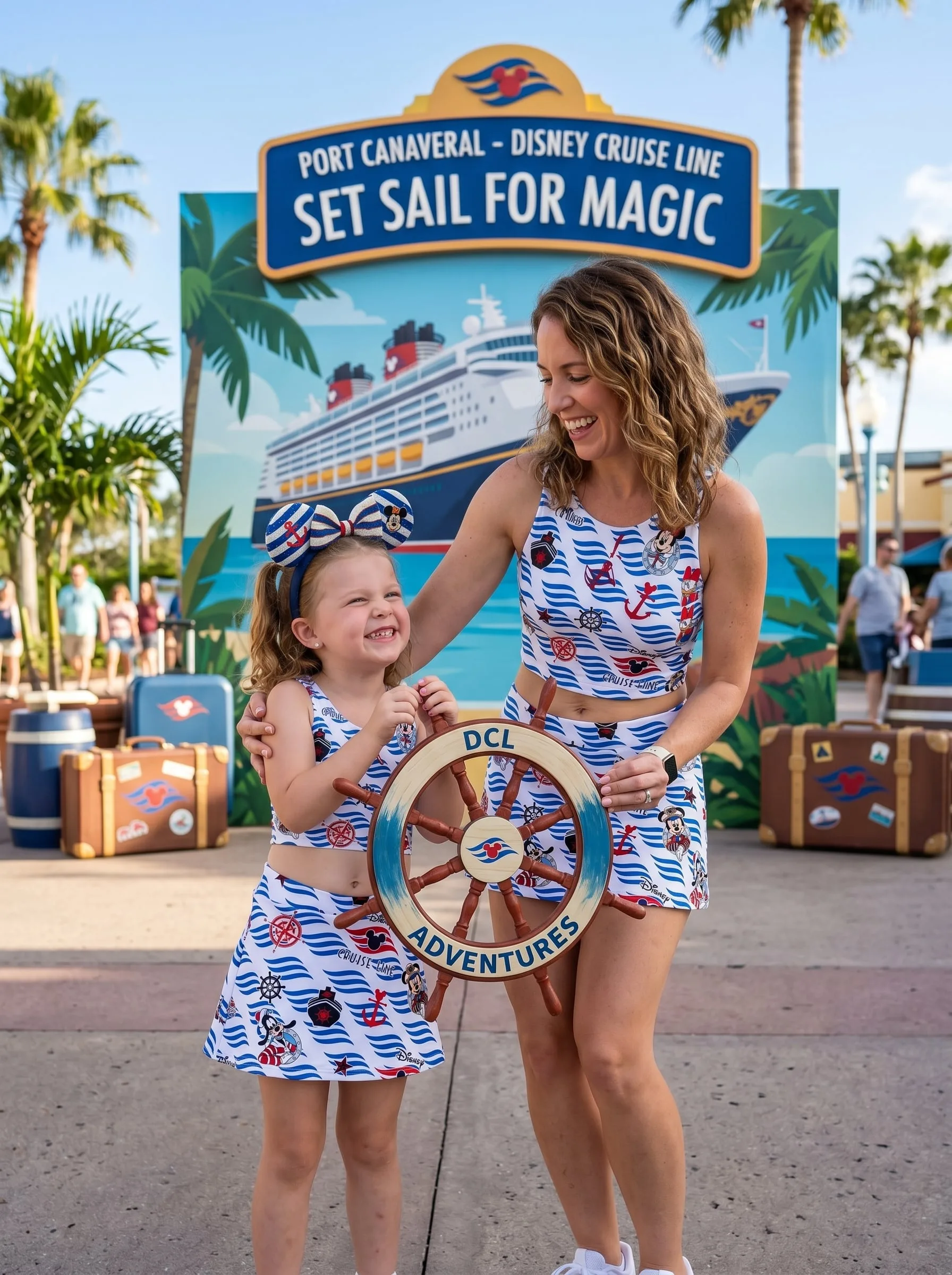 Disney Mickey Skater Dress Cruise Activewear Set Nautical Mickey Outfit, Sailor Set Disney Cruise Gift - Image 3