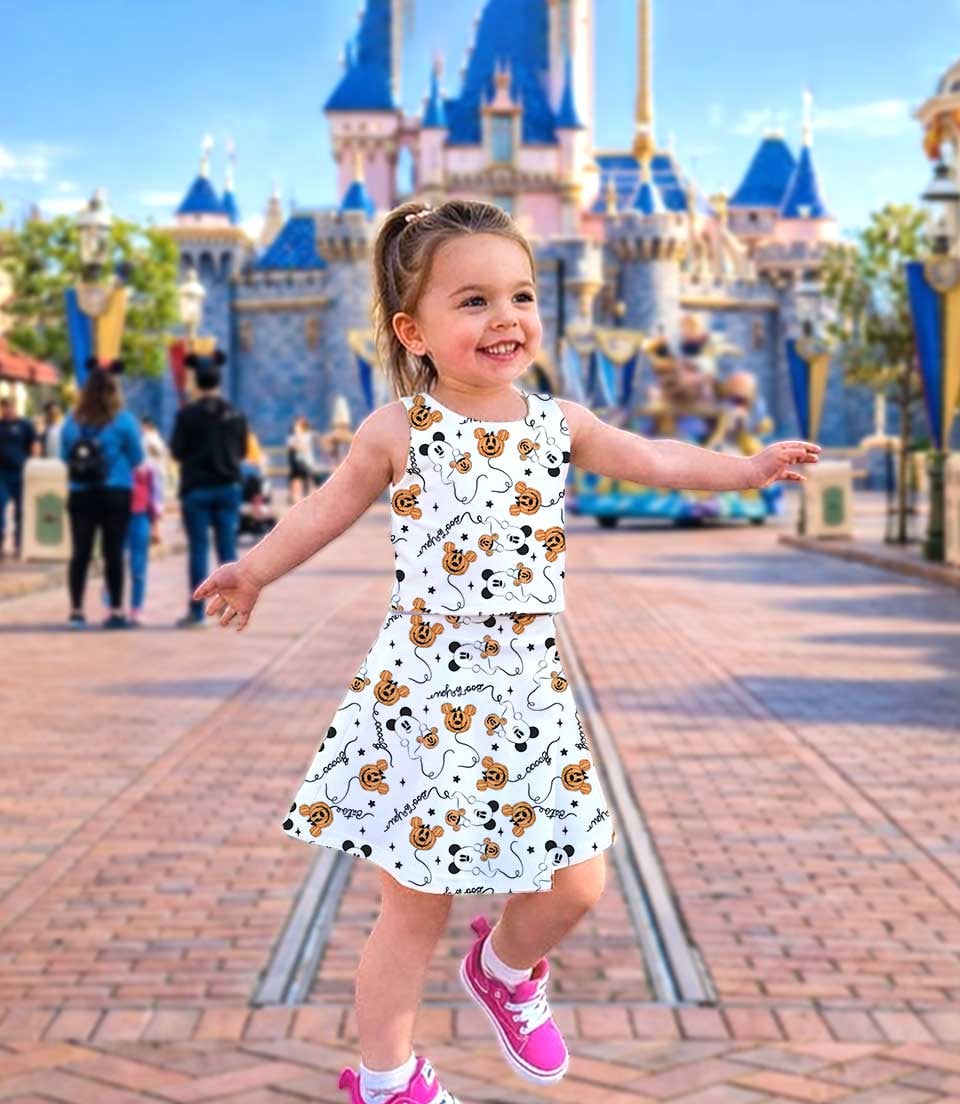 Disney Mickey Mouse Halloween Ghost Pumpkin Matching Mom and Me Dress Set, Family Halloween Theme Park Vacation Outfit - Image 3