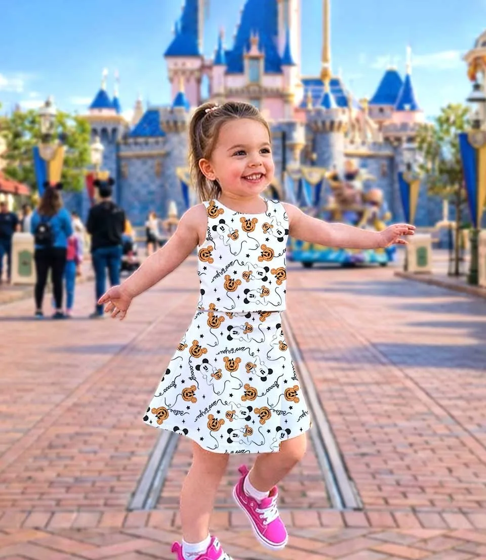 Disney Mickey Mouse Halloween Ghost Pumpkin Matching Mom and Me Dress Set, Family Halloween Theme Park Vacation Outfit - Image 3