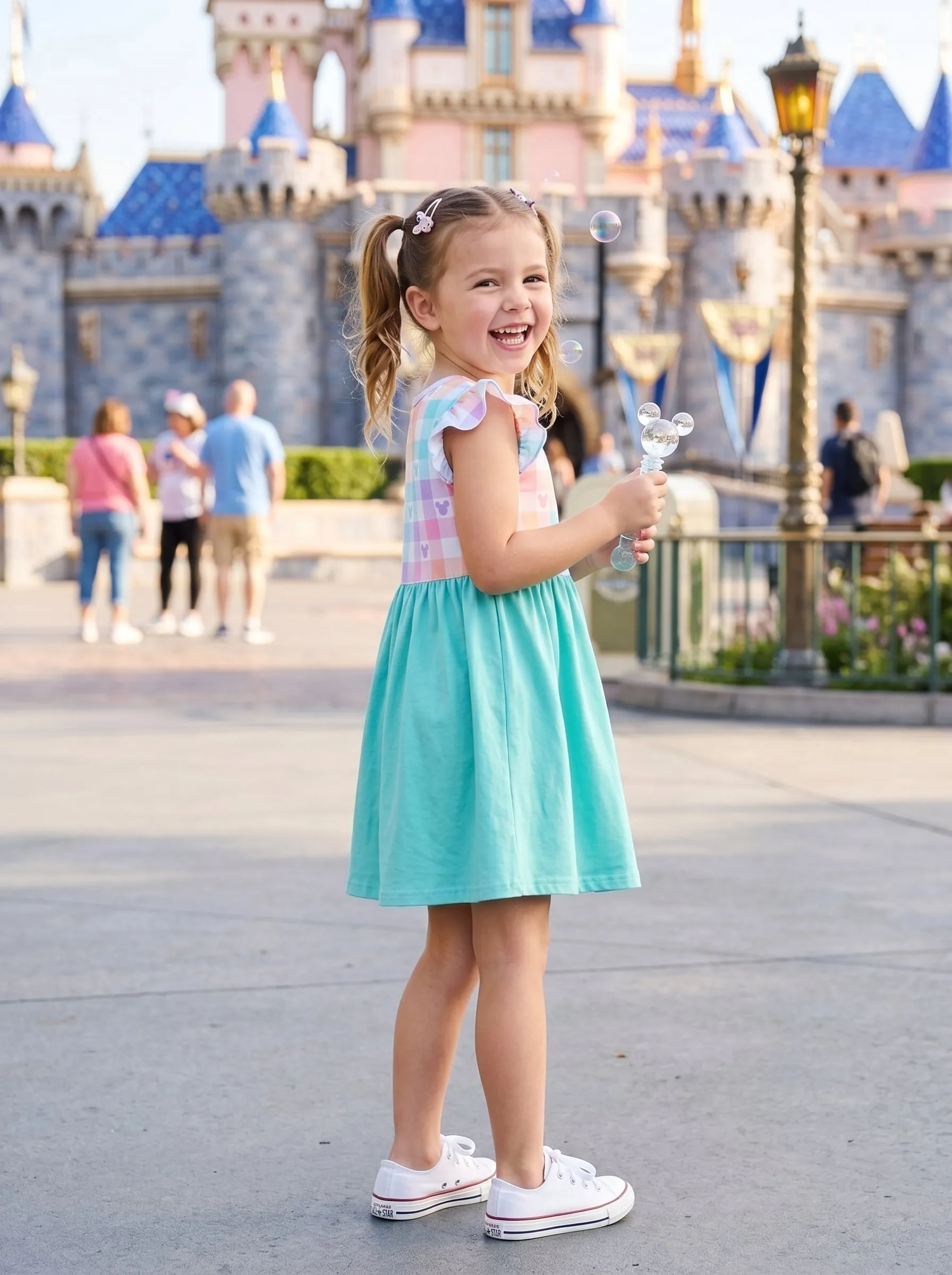 Mickey Checkered Pastel Ruffle Dress, Mickey Ears Magic Kingdom Dress - Image 2