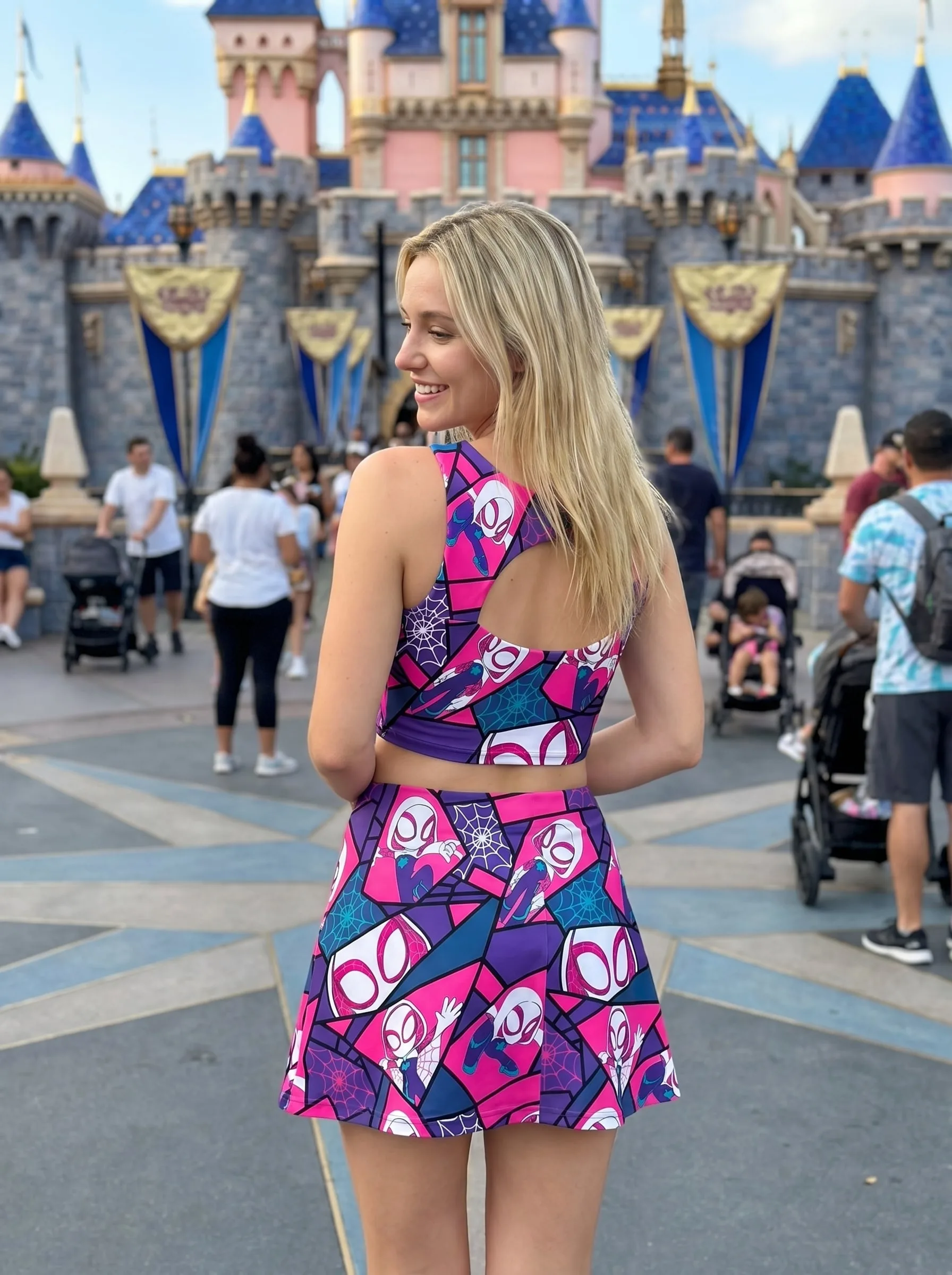 Marvel Spider Gwen Dress Set, Superhero Vacation Outfit - Image 4