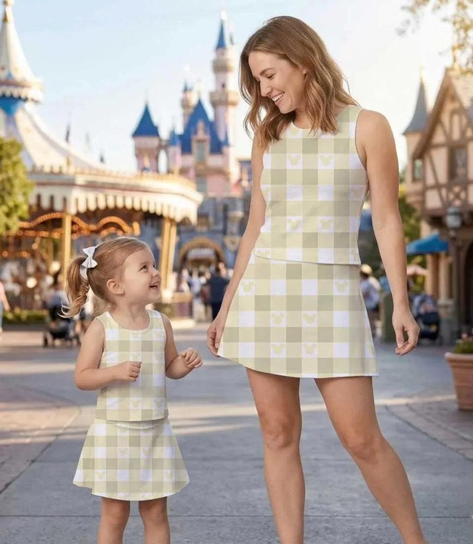 Disney Mickey Mouse Icon Gingham Matching Mom and Me Dress Set, Family Vacation Theme Park Outfit - Image 9