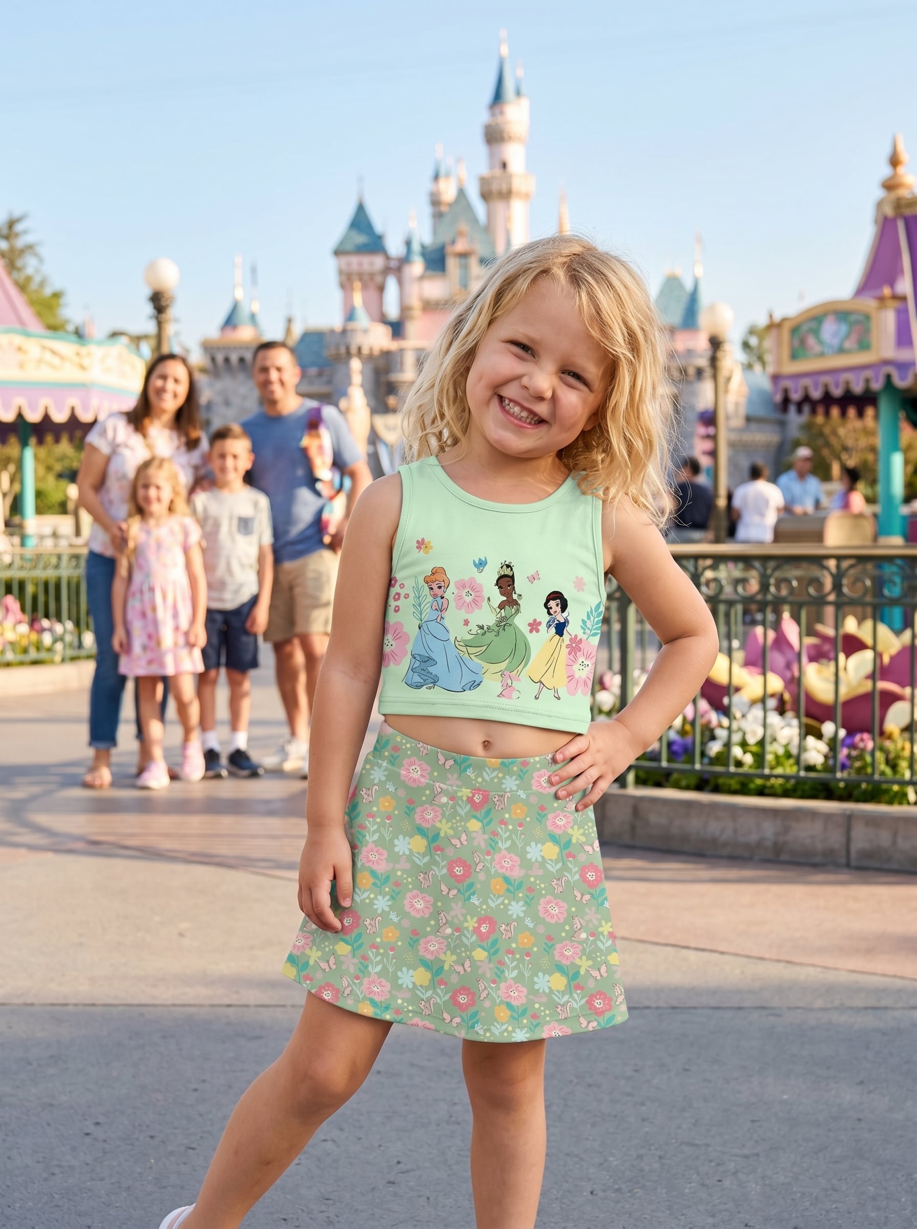 Tinker Bell Snow White Cinderella Flowers Coquette Bow Ruffle Dress, Disney Princess Disneyland Vacation Dress - Image 2