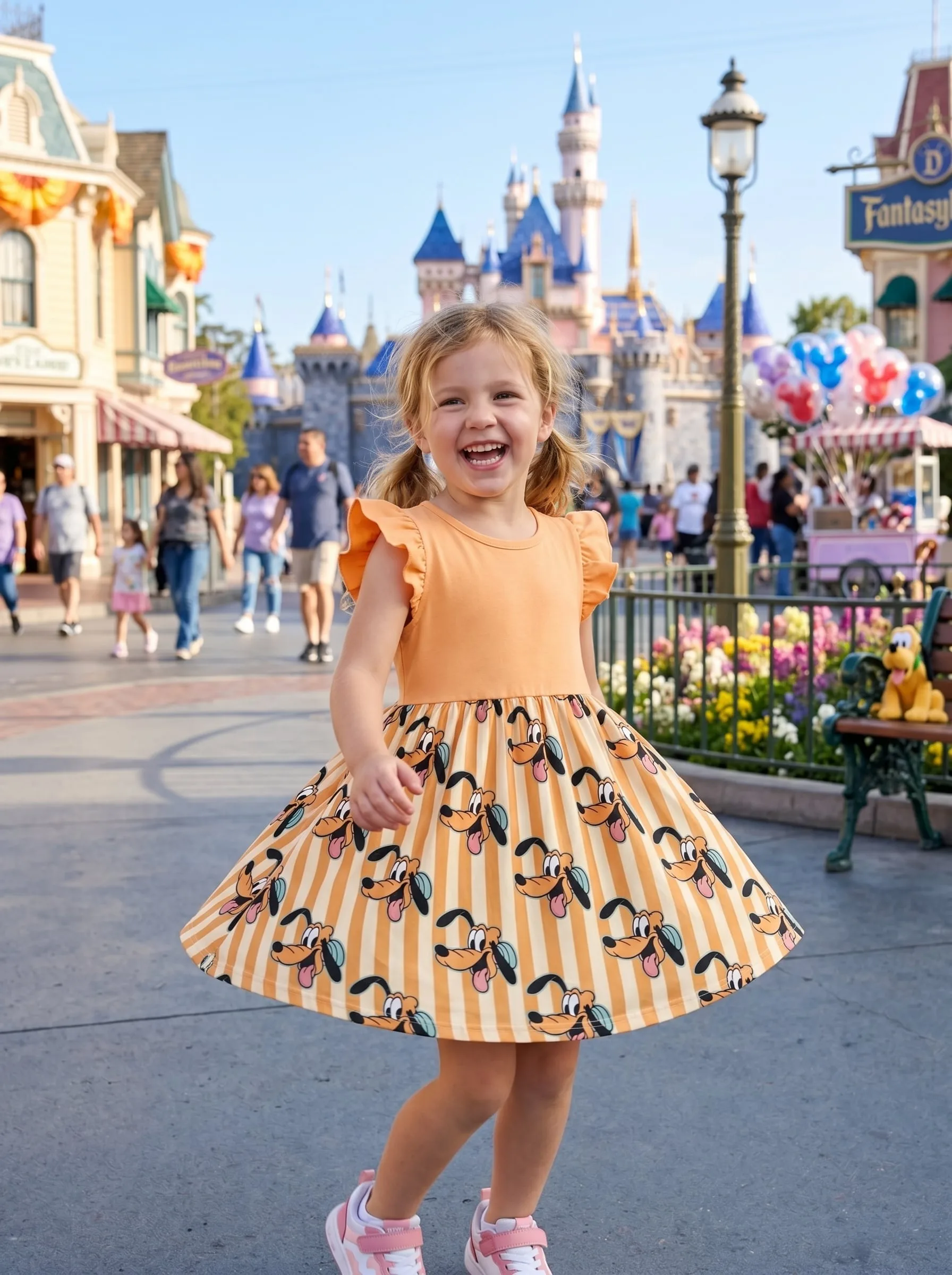 Disney Goofy Checkered Pattern Skater Dress, Disneyland Goofy Activewear Skater Dress Outfit - Image 2