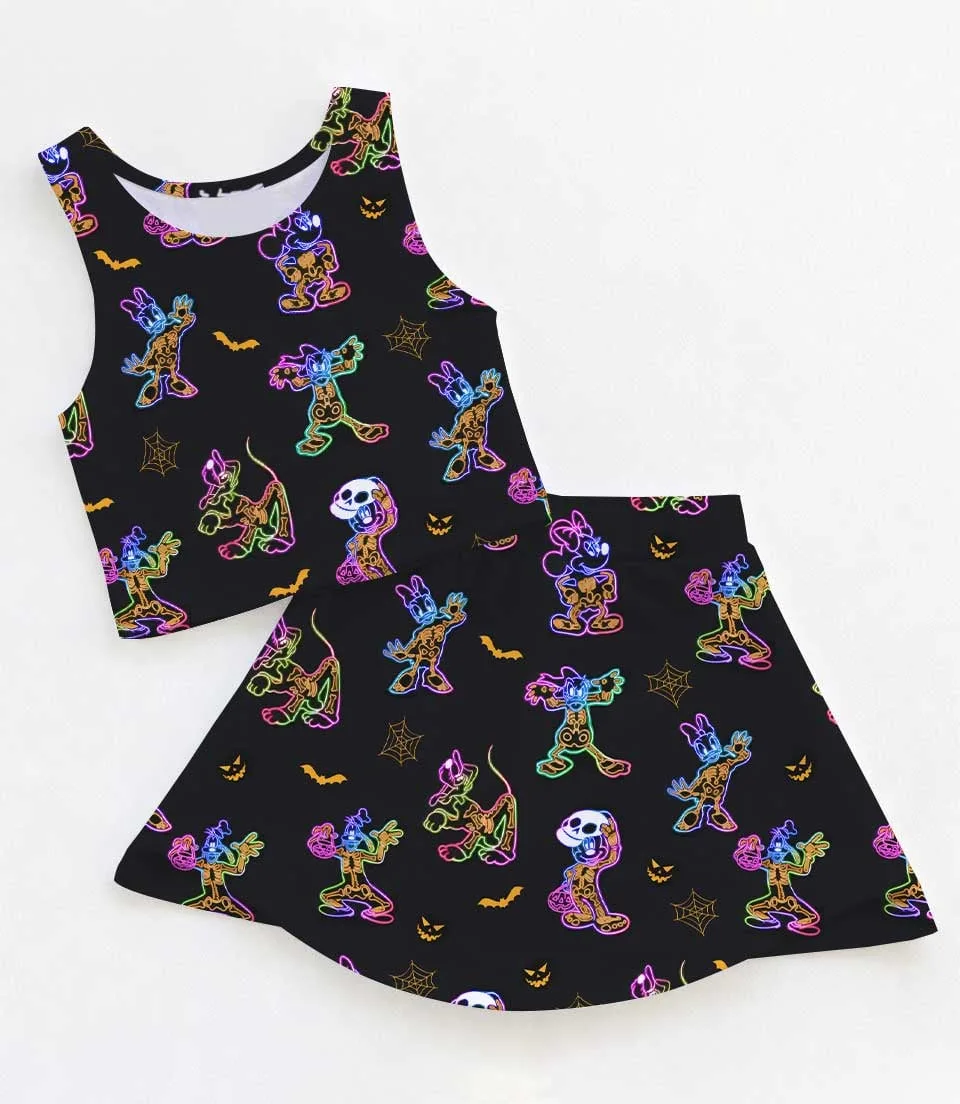 Disney Neon Halloween Characters Matching Mom and Me Dress Set, Spooky Theme Park Family Vacation Outfit