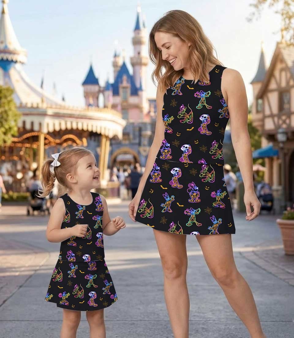 Disney Neon Halloween Characters Matching Mom and Me Dress Set, Spooky Theme Park Family Vacation Outfit - Image 7