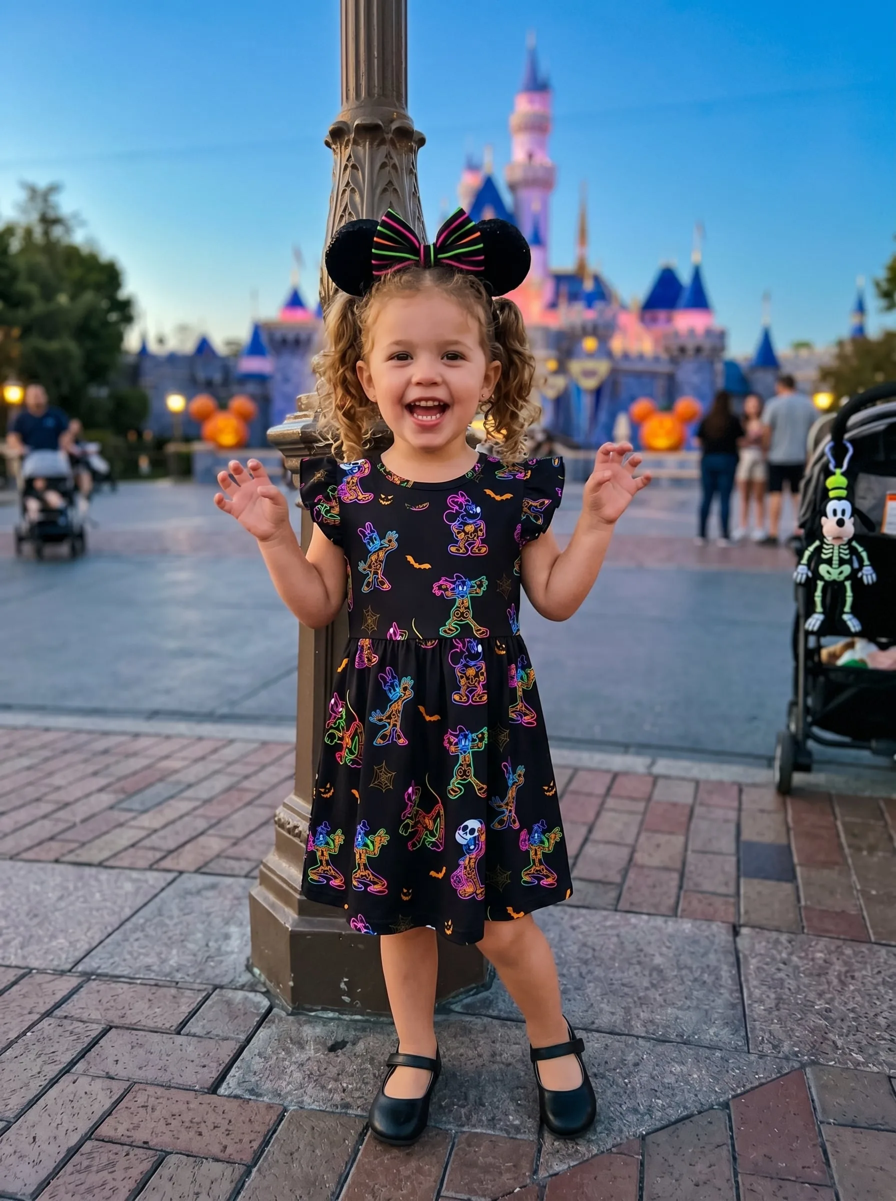 Disney Halloween Toddler Ruffle Dress, Mickey Friends Halloween Dress, Disney Park Halloween Outfit For Girls - Image 2
