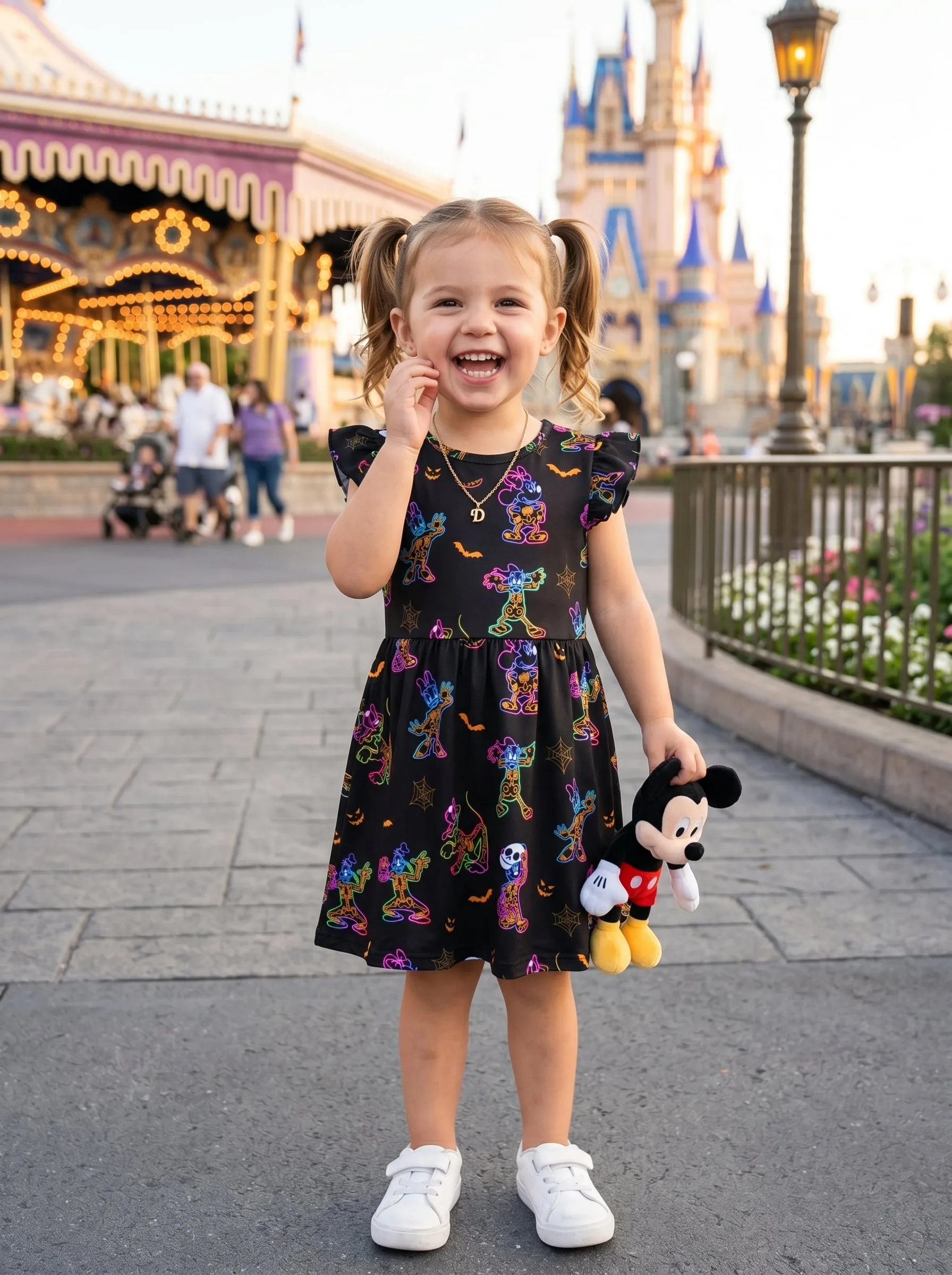 Disney Halloween Toddler Ruffle Dress, Mickey Friends Halloween Dress, Disney Park Halloween Outfit For Girls