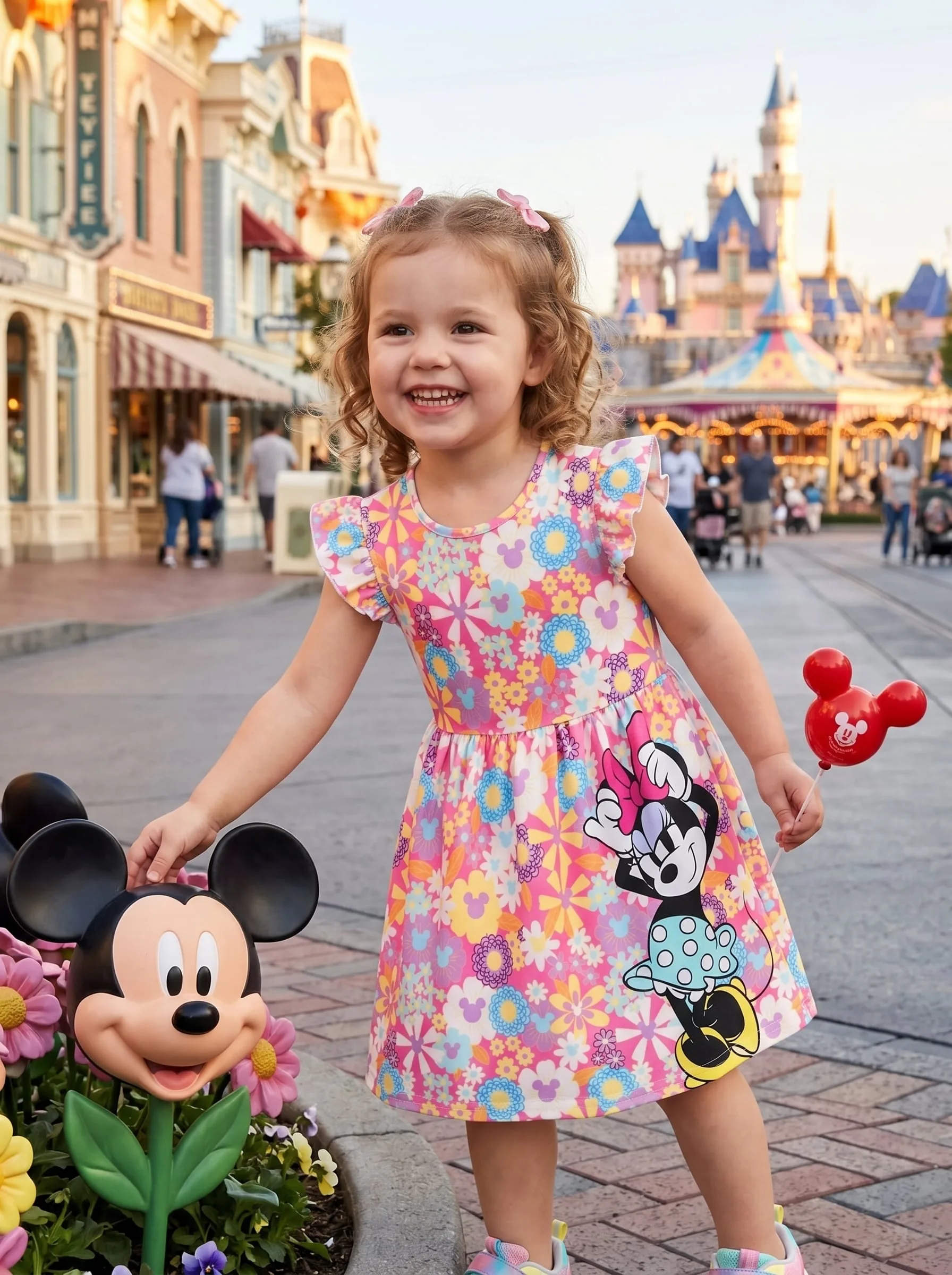 Minnie Mouse Floral Twirl Dress, Disney Parks Outfit for Girls, Minnie Mouse Dress - Image 2