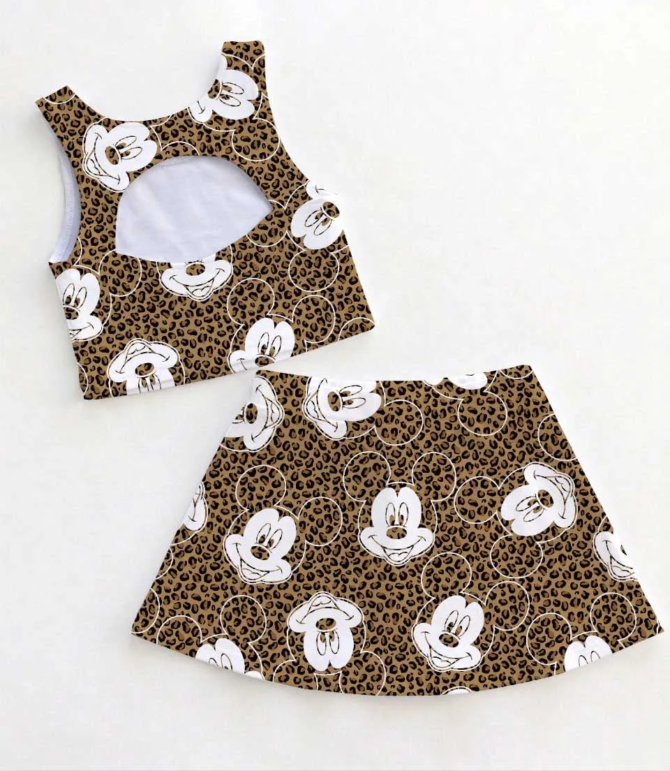 Disney Mickey Mouse Leopard Print Matching Mom and Me Dress Set, Animal Print Theme Park Vacation Outfit - Image 2