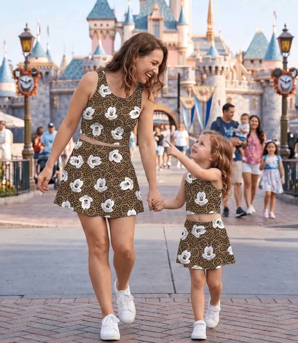 Disney Mickey Mouse Leopard Print Matching Mom and Me Dress Set, Animal Print Theme Park Vacation Outfit - Image 4