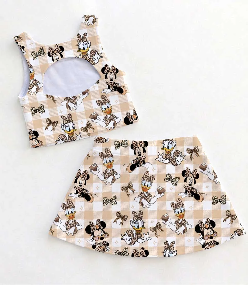 Disney Minnie Mouse Leopard Gingham Dress Set, Tan Animal Print Minnie Mouse Family Matching Dress Set, Mom and Me Vacation Outfit Costume - Image 2