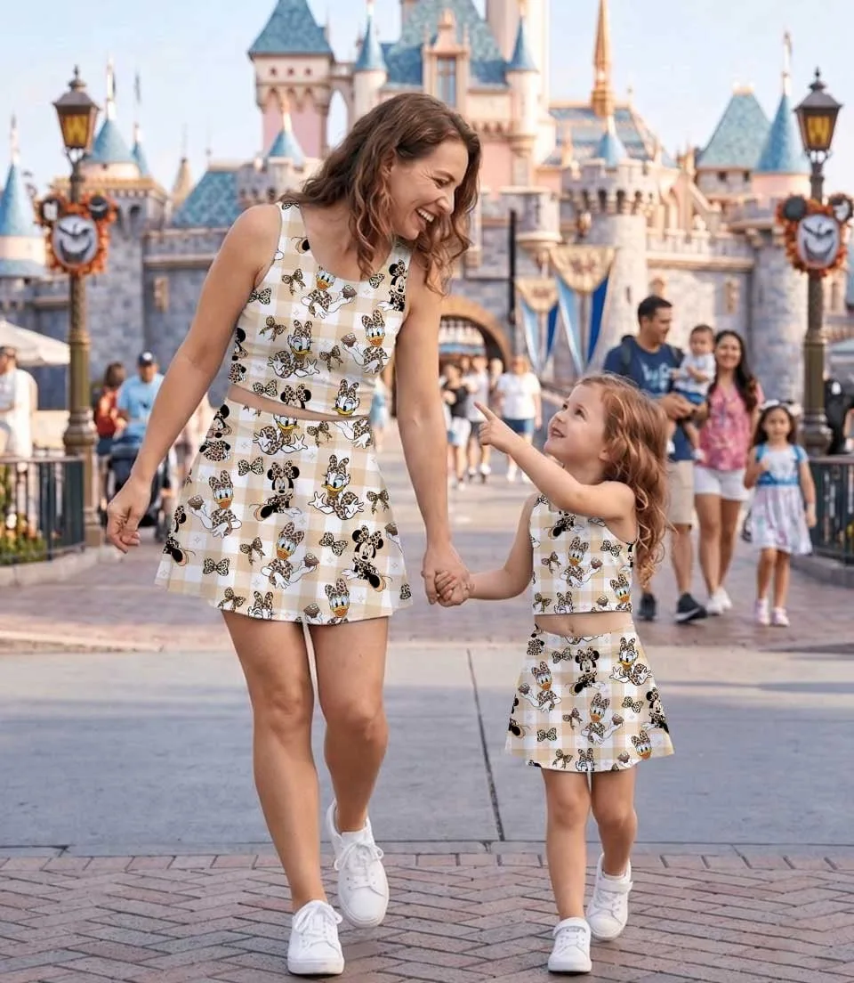 Disney Minnie Mouse Leopard Gingham Dress Set, Tan Animal Print Minnie Mouse Family Matching Dress Set, Mom and Me Vacation Outfit Costume - Image 4