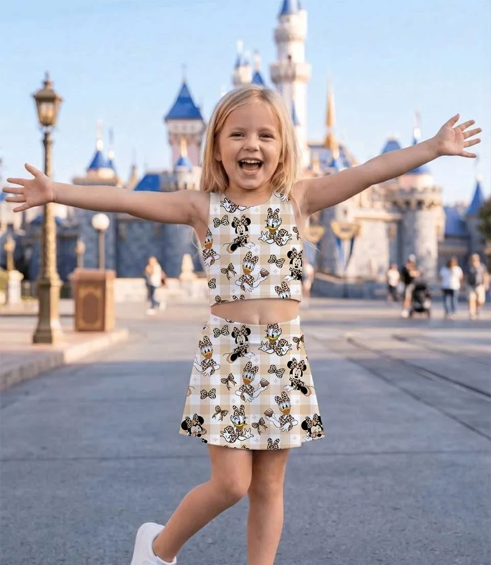 Disney Minnie Mouse Leopard Gingham Dress Set, Tan Animal Print Minnie Mouse Family Matching Dress Set, Mom and Me Vacation Outfit Costume - Image 5