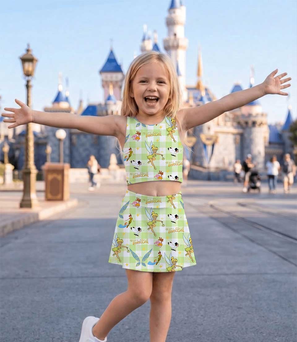 Disney Tinkerbell Fairy Dress Set, Green Gingham Tinker Bell Family Matching Dress Set, Mom and Me Peter Pan Vacation Outfit Costume - Image 5