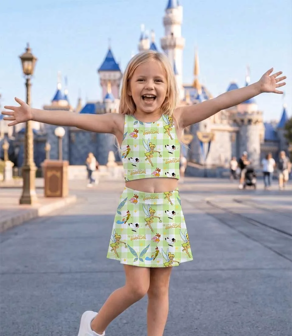 Disney Tinkerbell Fairy Dress Set, Green Gingham Tinker Bell Family Matching Dress Set, Mom and Me Peter Pan Vacation Outfit Costume - Image 5