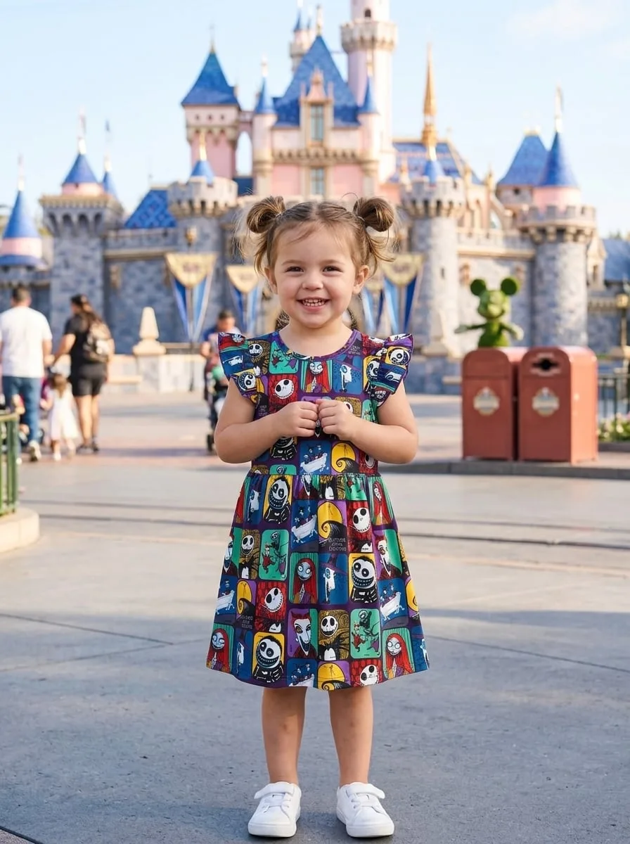 Nightmare Before Christmas Twirl Dress, Disney Halloween Outfit for Girls, Jack Skellington Dress