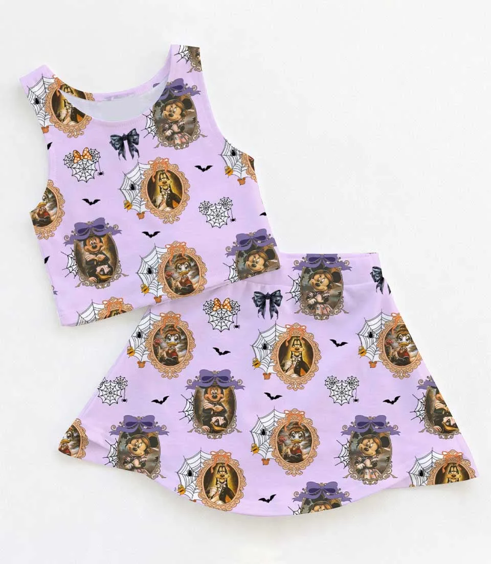 Disney Mickey Mouse Halloween Gothic Purple Dress Set, Vintage Halloween Mickey Mouse Family Matching Dress Set, Mom and Me Fall Vacation Outfit Costume