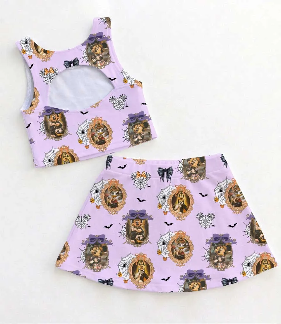 Disney Mickey Mouse Halloween Gothic Purple Dress Set, Vintage Halloween Mickey Mouse Family Matching Dress Set, Mom and Me Fall Vacation Outfit Costume - Image 2