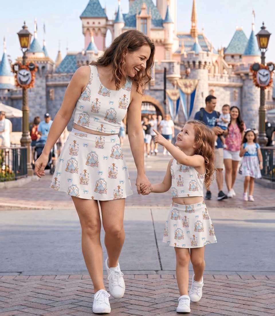 Disney Cinderella Princess Dress Set, Blue Fairy Tale Cinderella Family Matching Dress Set, Mom and Me Royal Vacation Outfit Costume - Image 4