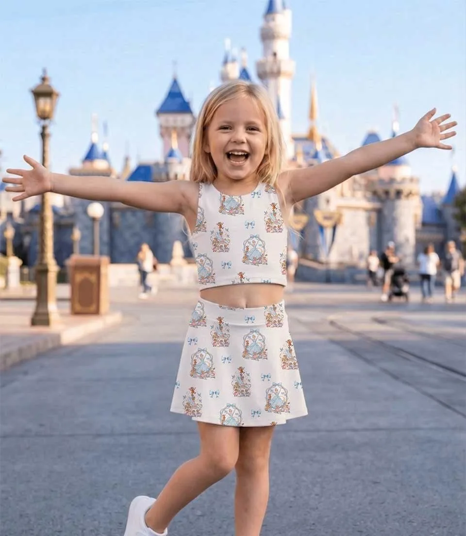 Disney Cinderella Princess Dress Set, Blue Fairy Tale Cinderella Family Matching Dress Set, Mom and Me Royal Vacation Outfit Costume - Image 5