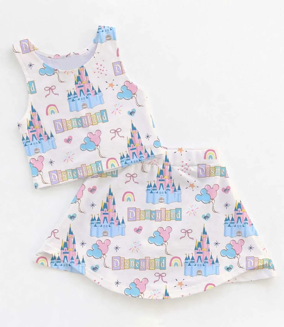 Disneyland Pastel Castle Matching Mom and Me Dress Set, Magical Theme Park Family Vacation Outfit