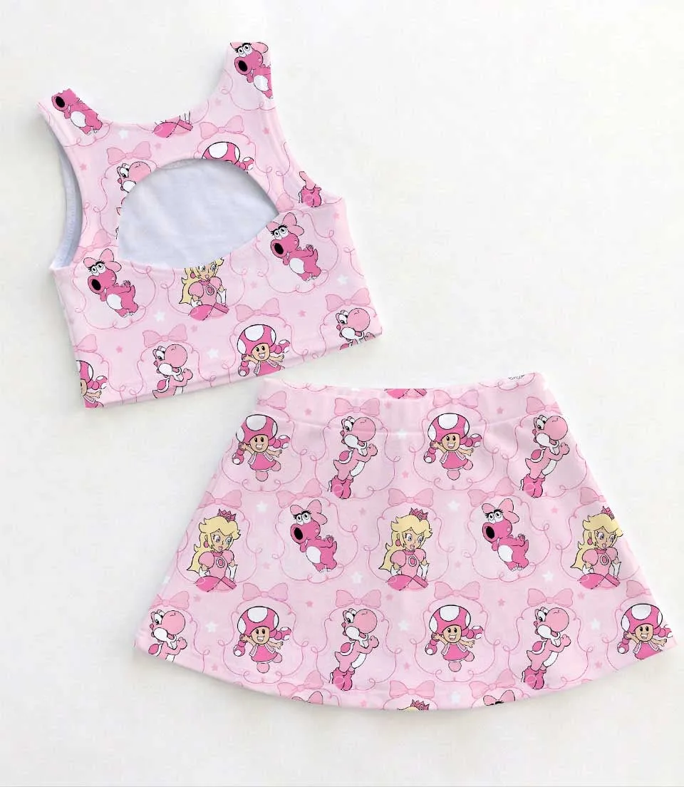 Nintendo Super Mario Princess Peach & Pink Yoshi Matching Mom and Me Dress Set, Cute Family Vacation Outfit - Image 2