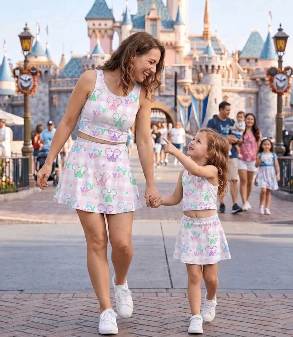Pastel Mickey Silhouette Matching Mom and Me Dress Set, Disney Family Vacation Theme Park Outfit - Image 5