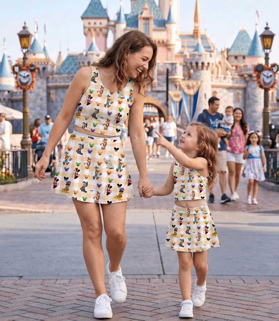 Disney Halloween Friends Plaid Matching Mom and Me Dress Set, Mickey and Pals Fall Family Vacation Outfit - Image 3