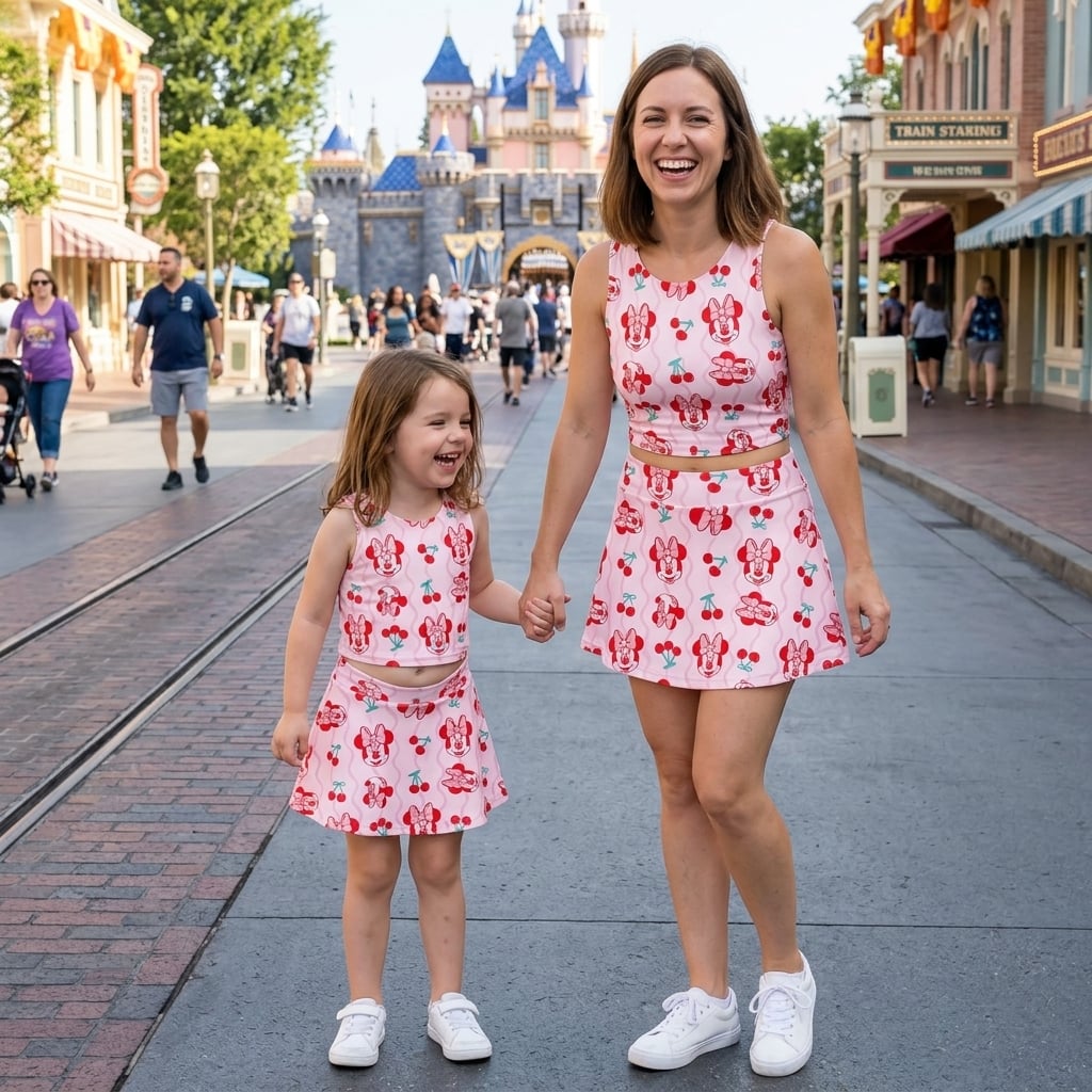 Cherry Minnie Matching Dress Set, Mom And Me Outfit, Disney Park Vacation Clothes - Image 5