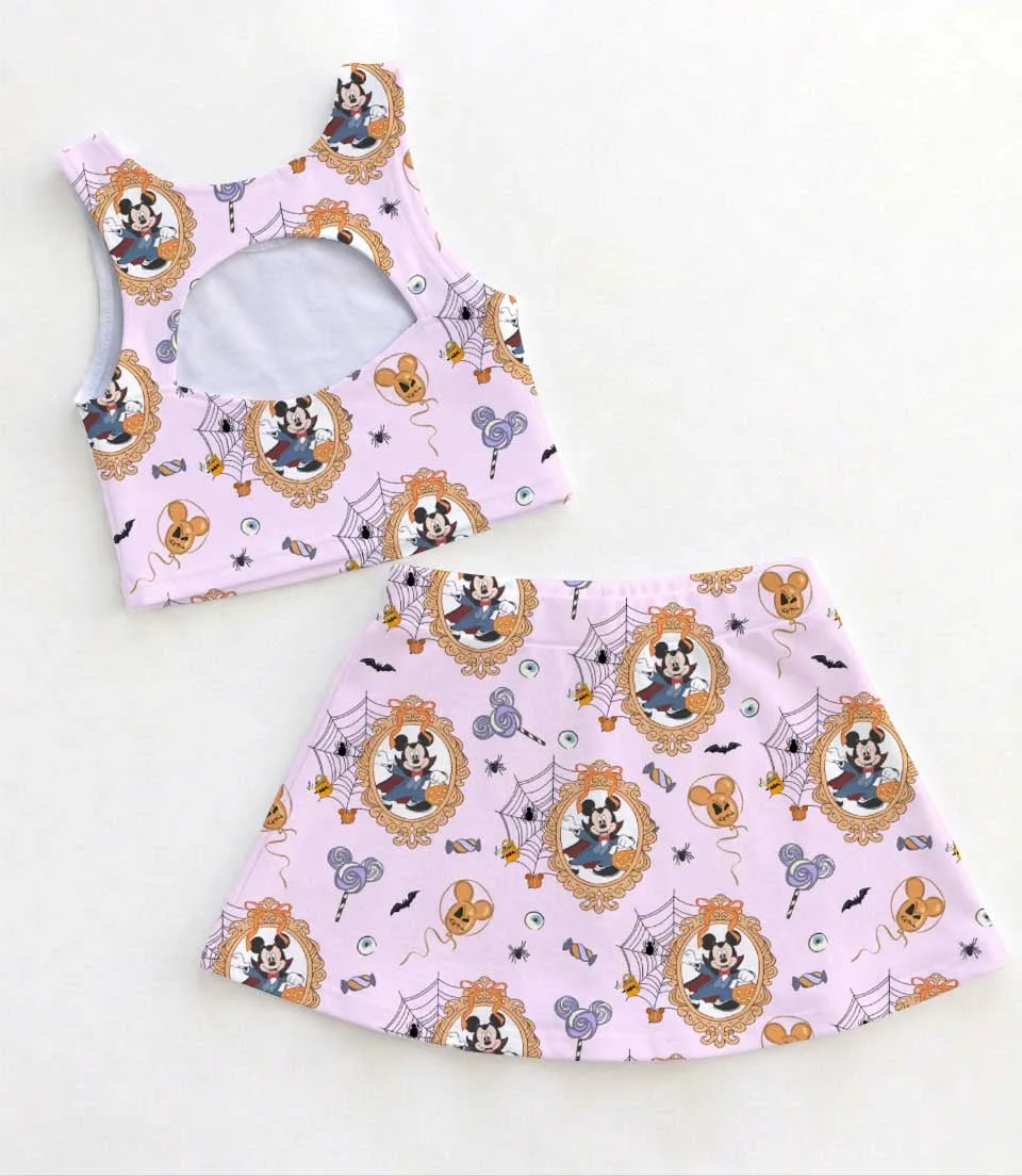 Disney Mickey Mouse Halloween Pumpkin Dress Set, Pink Vintage Mickey Mouse Family Matching Dress Set, Mom and Me Fall Vacation Outfit Costume - Image 2