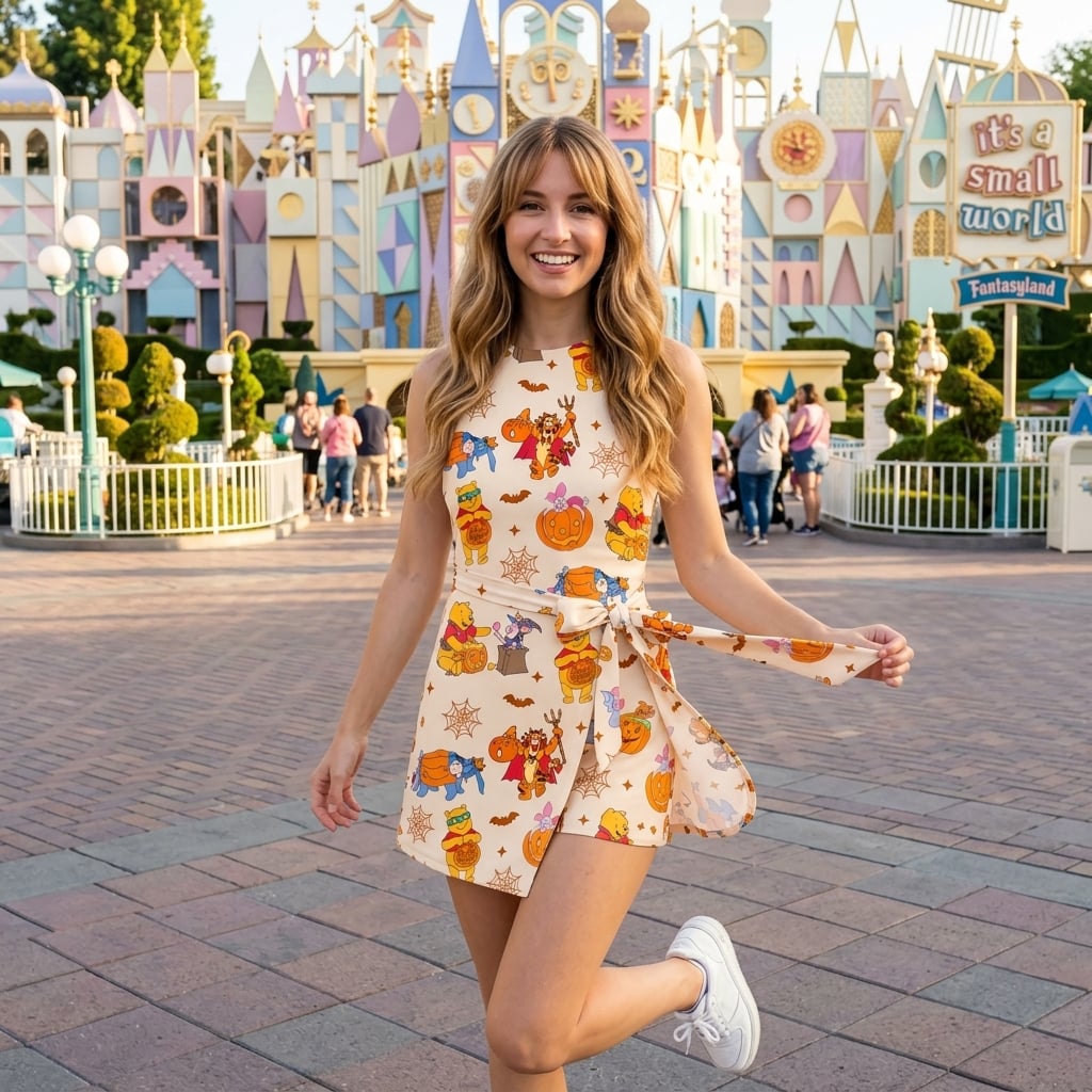 Winnie The Pooh Halloween Tennis Dress Skirt, Pooh Tigger Eeyore Disney Halloween Sport Skort Party Outfit - Image 2