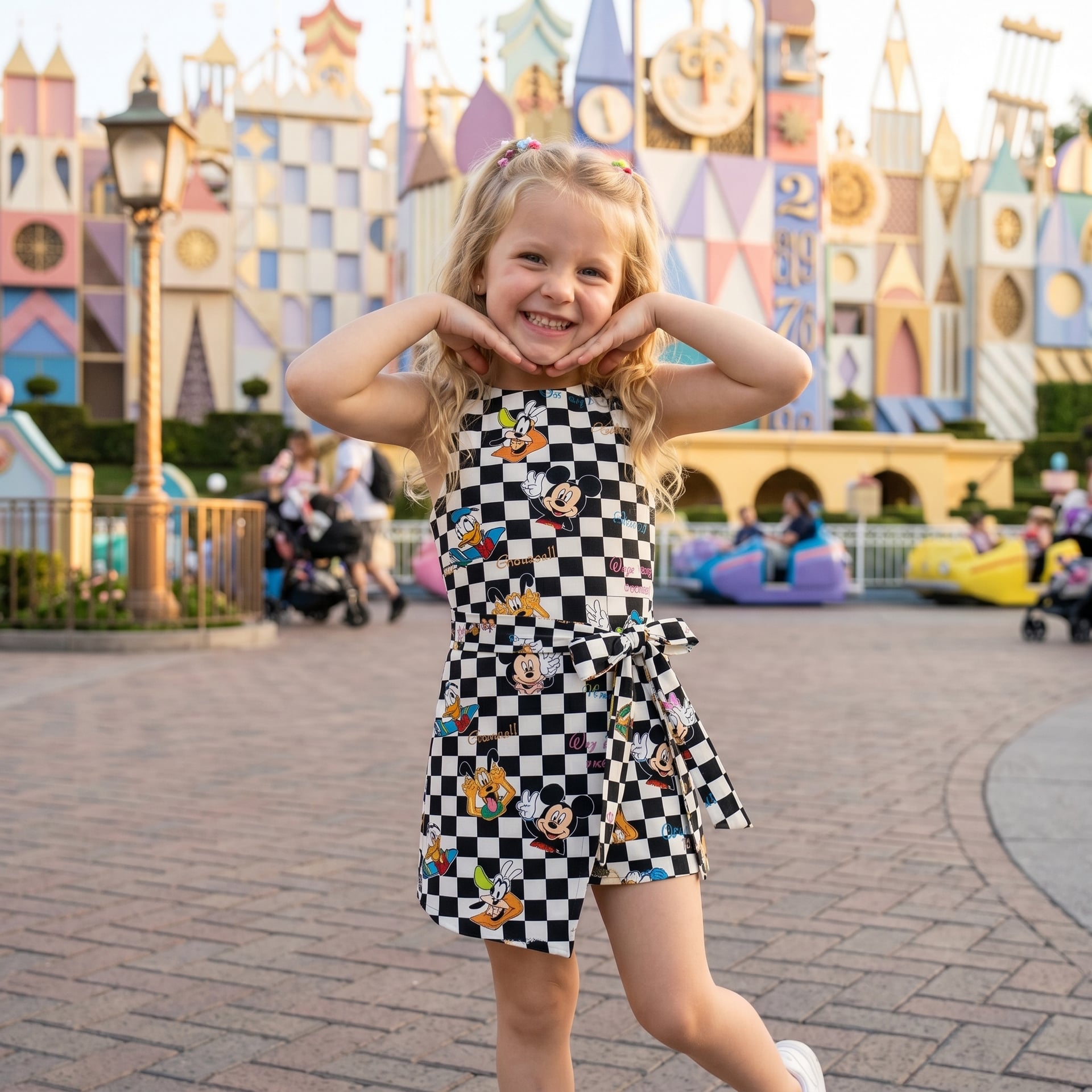 Mickey Minnie Pluto Goofy Gingham Natural Tennis Dress Skirt, Disneyland Trip Outfit Disney Tennis Dress Skirt Magical Vacation Style - Image 2