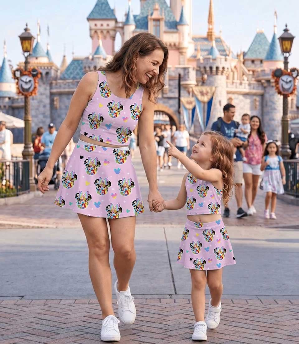 Disney Princess Mickey Ears Mom and Me Matching Dress Set, Pink Magical Family Vacation Outfit - Image 4