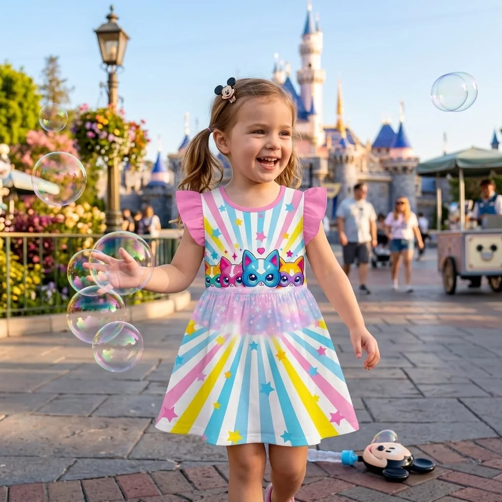 Superkitties Ruffle Dress, Ginny Bitsy Sparks Buddy Disney Kids Birthday Outfit Disneyland Vacation Party Dress - Image 3