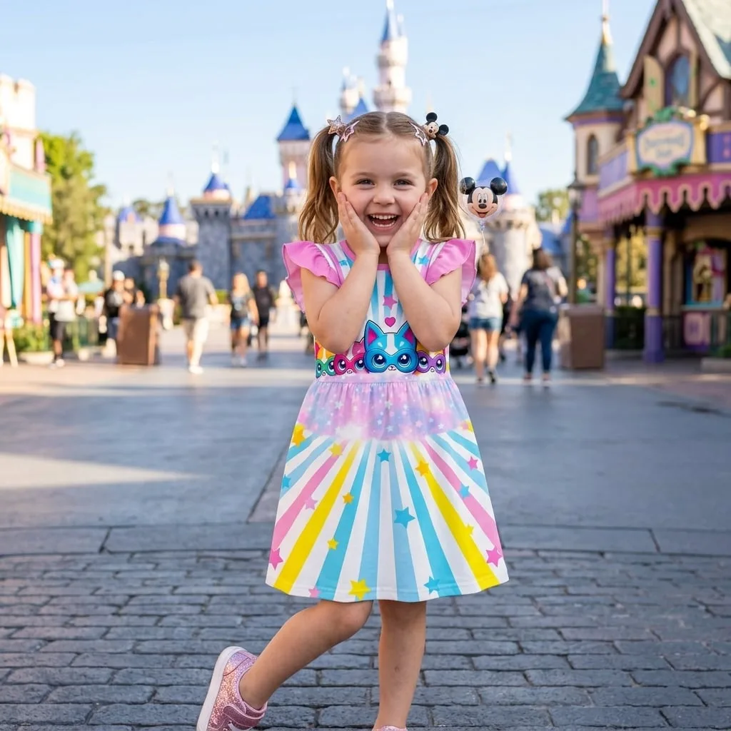 Superkitties Ruffle Dress, Ginny Bitsy Sparks Buddy Disney Kids Birthday Outfit Disneyland Vacation Party Dress - Image 5