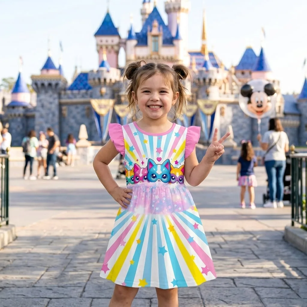 Superkitties Ruffle Dress, Ginny Bitsy Sparks Buddy Disney Kids Birthday Outfit Disneyland Vacation Party Dress - Image 6