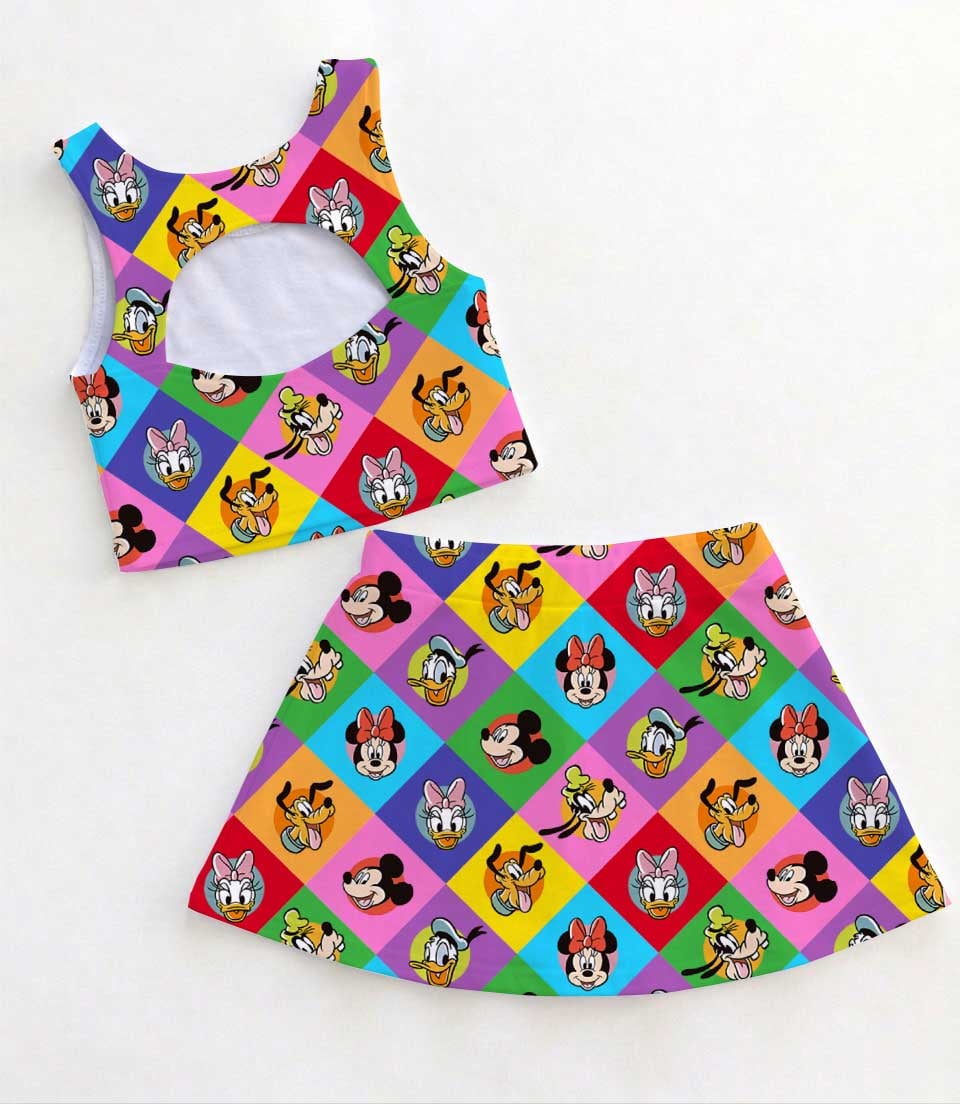 Mickey & Friends Rainbow Checkerboard Mom and Me Matching Dress Set, Disney Family Vacation Outfit - Image 2