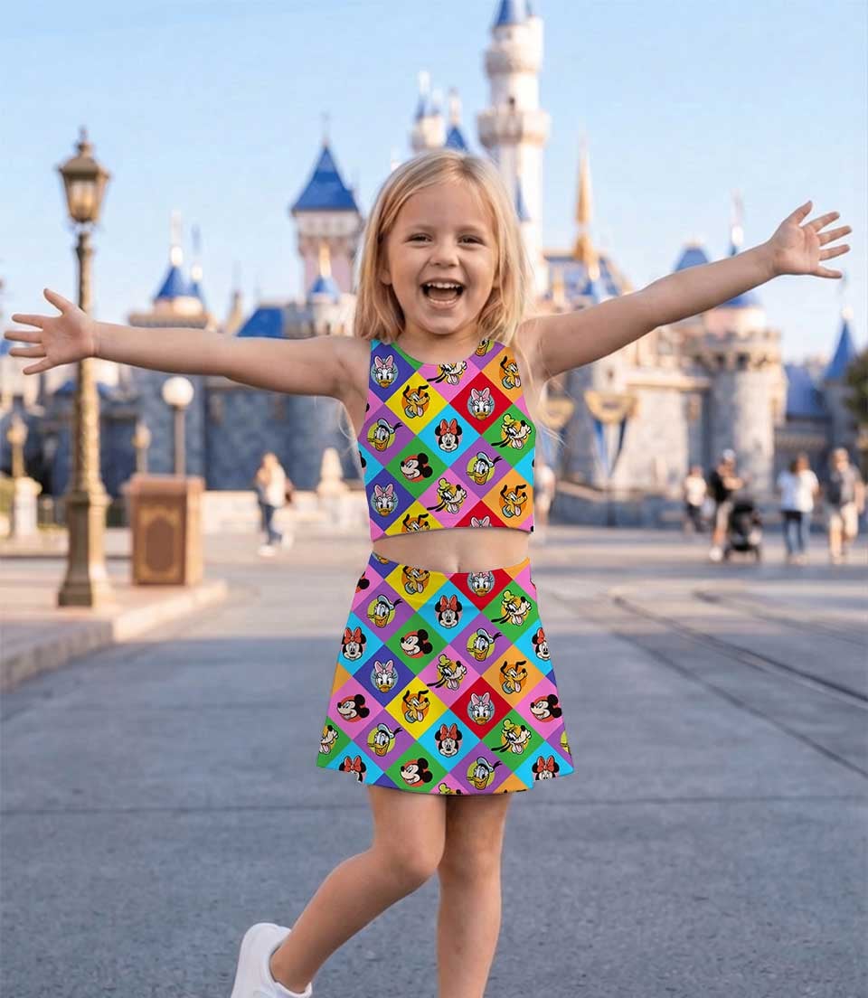 Mickey & Friends Rainbow Checkerboard Mom and Me Matching Dress Set, Disney Family Vacation Outfit - Image 5