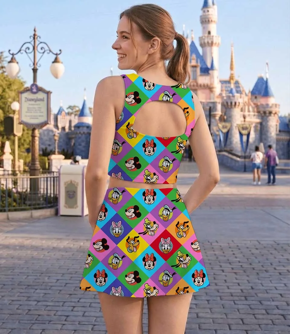 Mickey & Friends Rainbow Checkerboard Mom and Me Matching Dress Set, Disney Family Vacation Outfit - Image 6