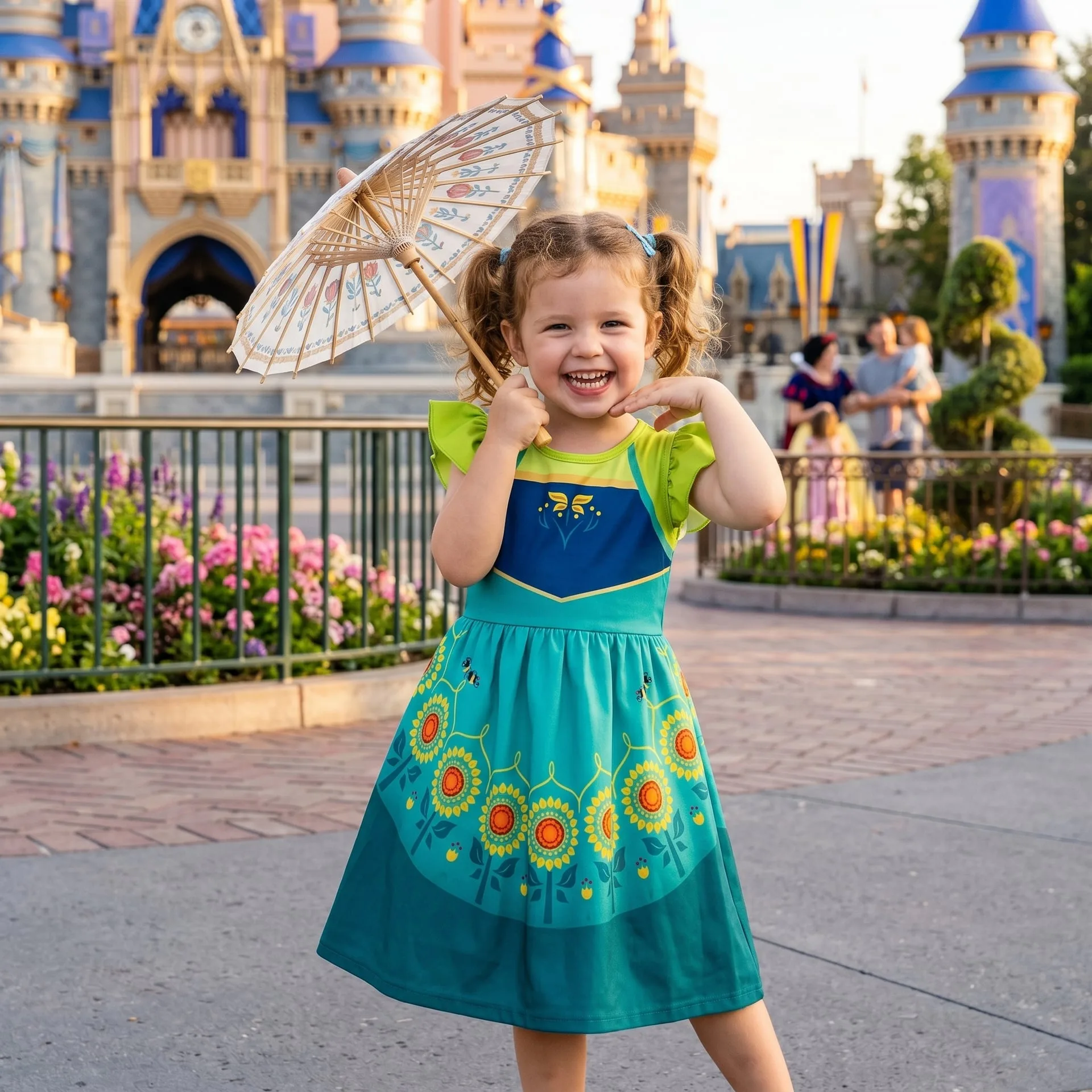 Girls Disney Frozen Elsa Anna Coronation Princess Ruffle Dress, Family Matching Outfit - Image 2