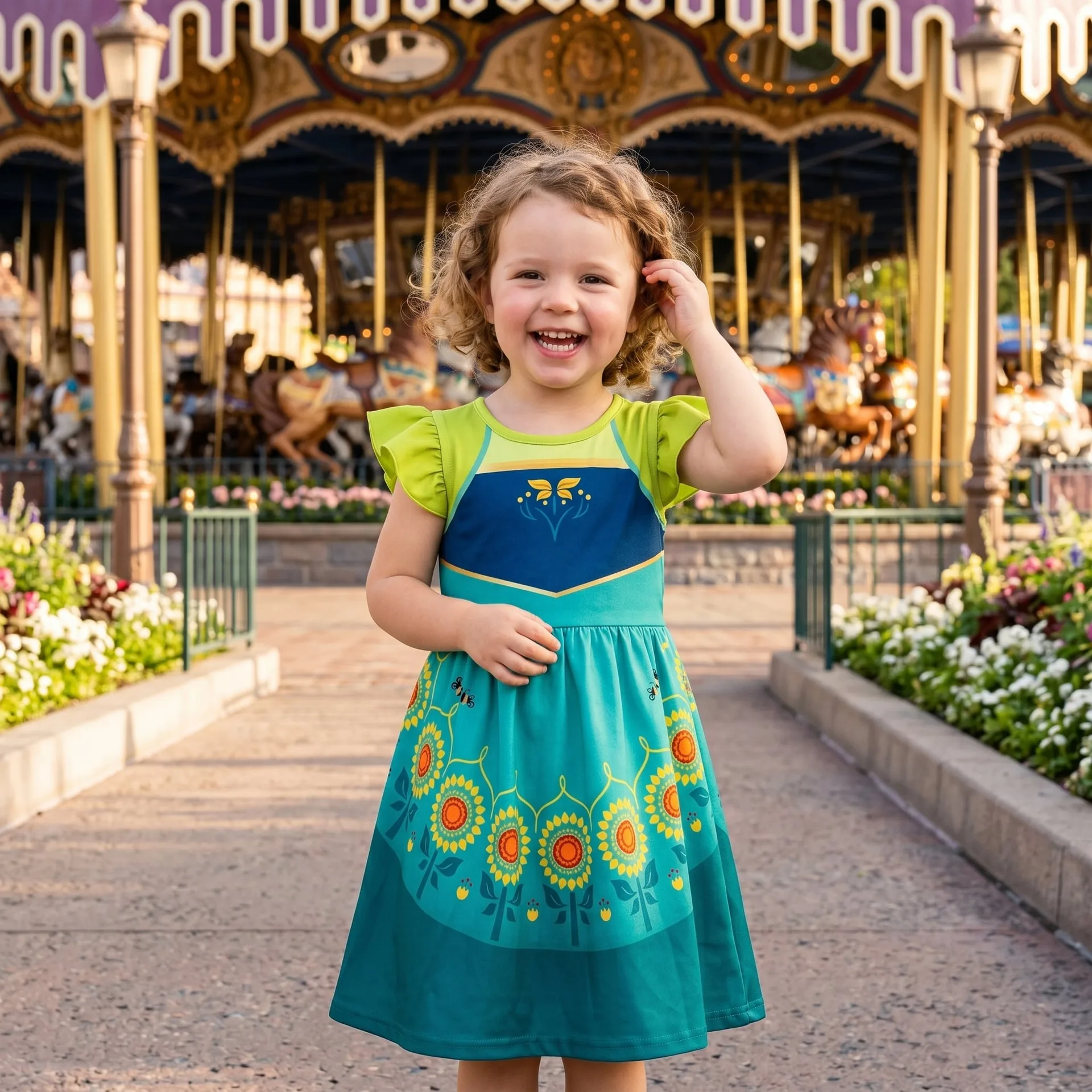 Girls Disney Frozen Elsa Anna Coronation Princess Ruffle Dress, Family Matching Outfit - Image 3