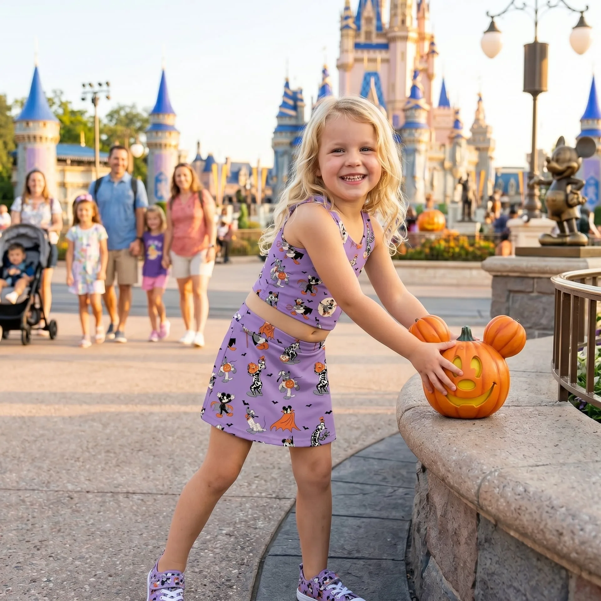 Mickey Halloween Dress Set, Disney Halloween Park Outfit, Mickey Mouse Girls Vacation Clothes - Image 2