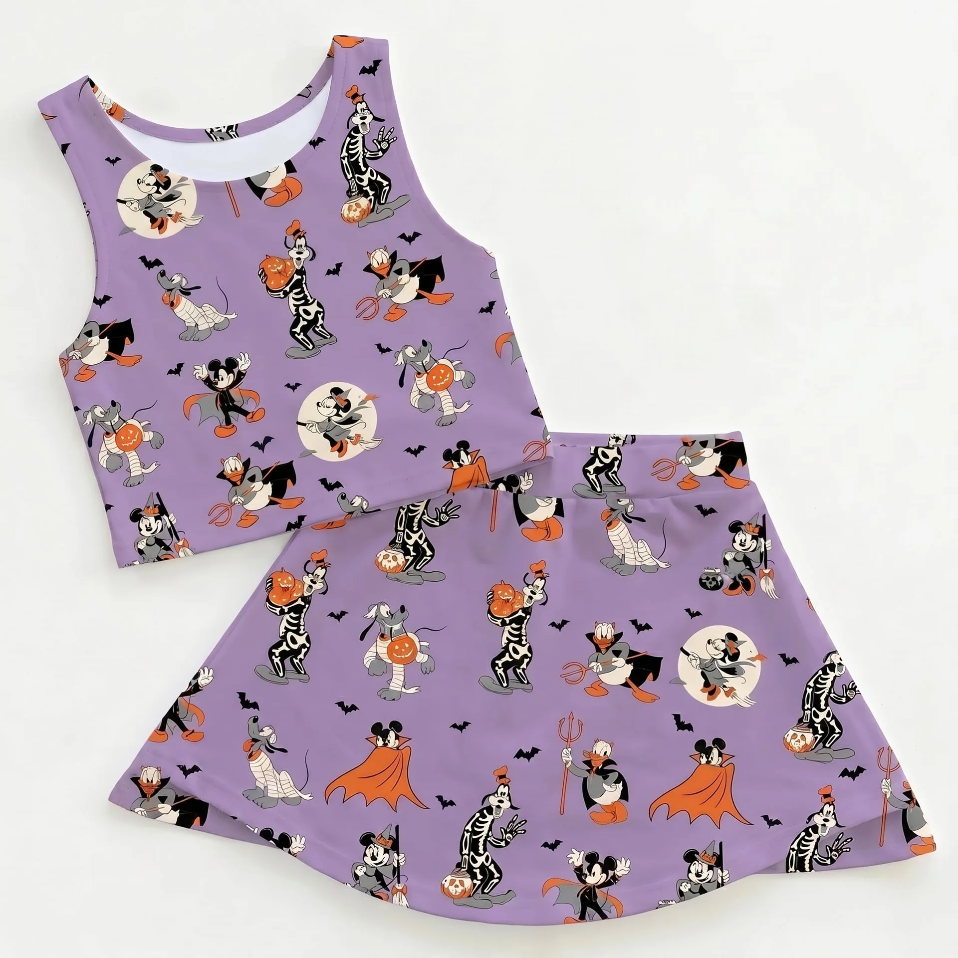 Mickey Halloween Dress Set, Disney Halloween Park Outfit, Mickey Mouse Girls Vacation Clothes