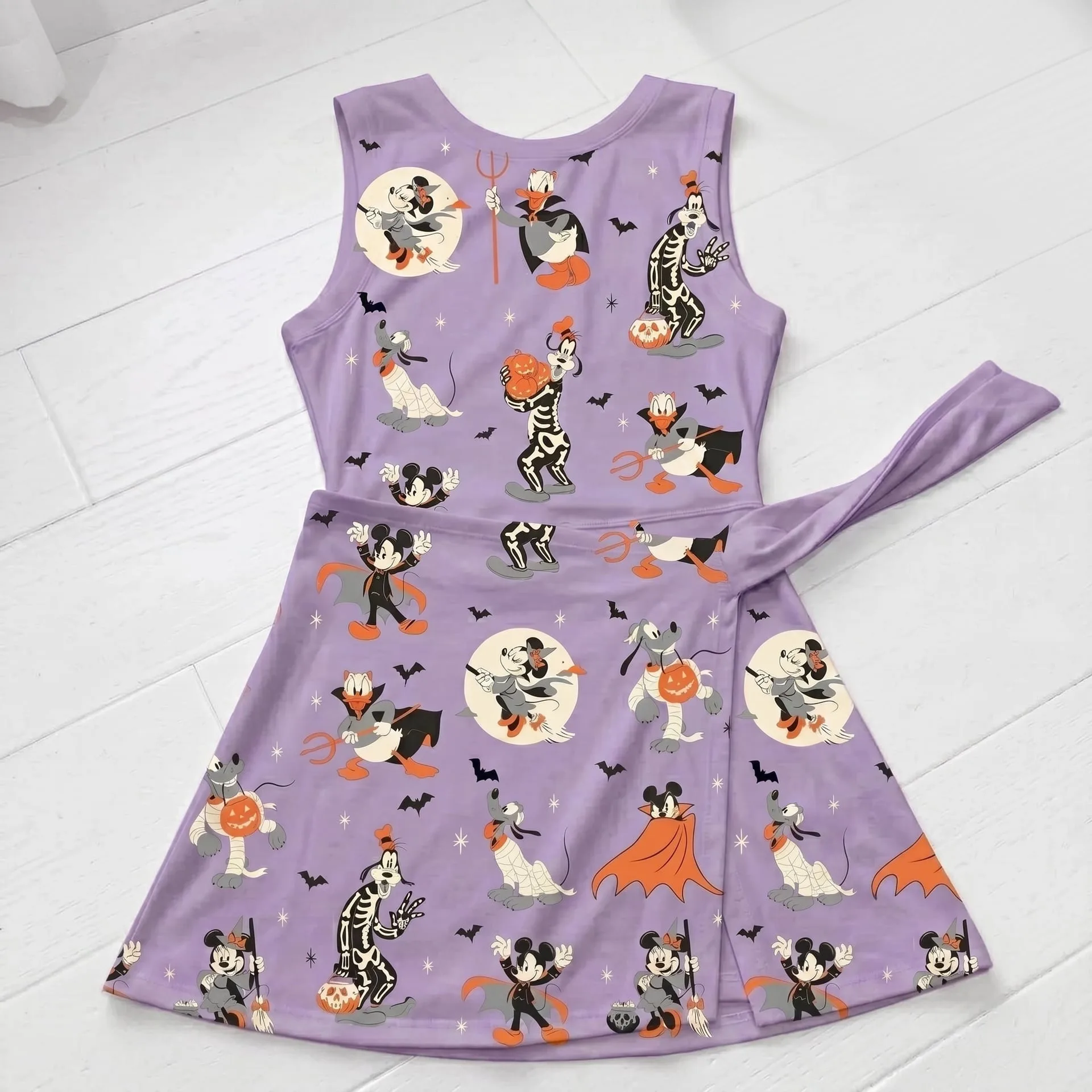 Mickey And Friends Halloween Tennis Dress Skirt, Disney Halloween Park Vacation Outfit, Mickey Halloween Skort Dress