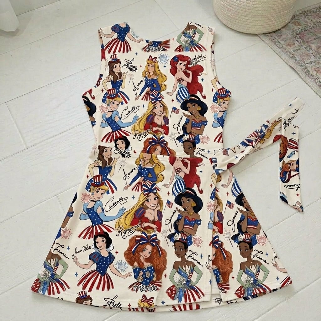 Disney Princess Patriotic 4th Of July Tennis Dress, Mama Mini Family Matching Dress - Image 6