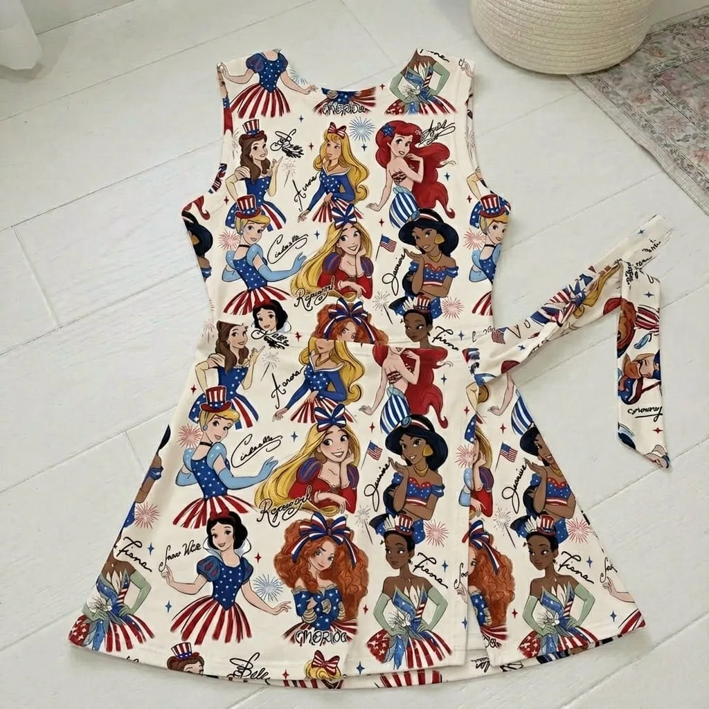 Disney Princess Patriotic 4th Of July Tennis Dress, Mama Mini Family Matching Dress - Image 6