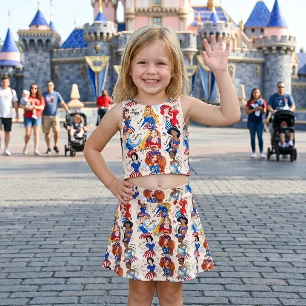Disney Princess Patriotic 4th Of July Activewear Set, Mama Mini Family Matching Outfit - Image 2